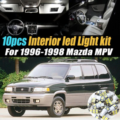Kit de bombillas LED interiores súper blancas para auto Mazda MPV 1996-1998 de 10 piezas Foto 1 de 4