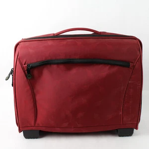 Red KIVA Bag Luggage Carry On Vintage Shoulder Strap 2 Wheel Roller 13" x 16" - Picture 1 of 5