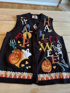 Vintage 2002 Tiara International Halloween Women's Sweater Vest Size Large - Picture 1 of 10