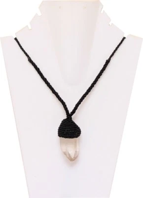 Natural Raw Quartz Stone Necklace Macrame Pendant Unisex Necklace for Festivals - Image 1 of 3