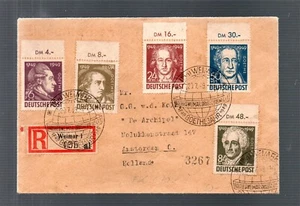 SBZ 1949 Satz 234/38 Ersttag gebraucht auf R-Umschlag Weimar - Amsterdam - Bild 1 von 2