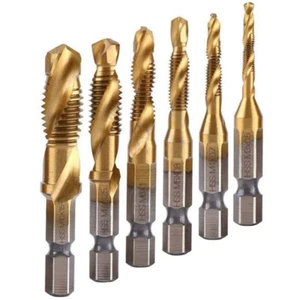 6Pcs 1/4-in Hex Shank HSS Screw Thread Countersink Tap Drill Bit Combination Set - Picture 1 of 7