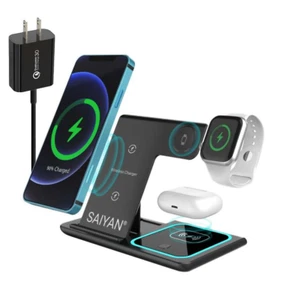 SAIYAN Wireless Charger 3 in 1, 15W Fast Charging Station - Picture 1 of 12