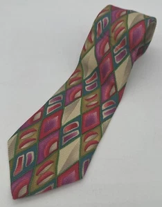 Mirage Milano Tie 100% Silk Multicoloured Diamond Geometric Pattern - Picture 1 of 7