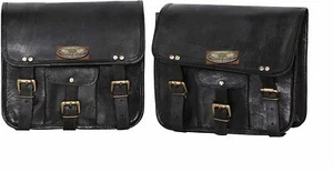 Schwarz 2 Taschen Satteltasche Gepäcktasche Für Sportster Leder Motorrad Sattel - Bild 1 von 6