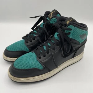 Nike Air Jordan 1 Retro High GS Size 7Y Black Rio Teal Shoes Sneakers 332148-011 - Picture 1 of 16