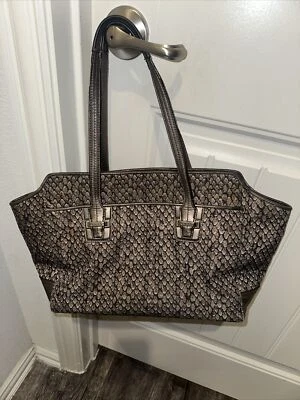 COACH TAYLOR SNAKE PRINT CARRYALL TOTE SATCHEL BAG F26034 GUNMETAL GRAY - Image 1 of 4