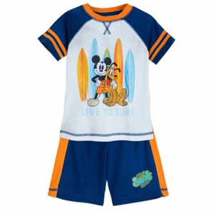 Disney Store Mickey Mouse Boys Summer Surf Sleep Set Pajamas PJs Sleepwear NEW - Picture 1 of 4