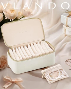 Travel Jewellery Organiser,Pu Leather Jewellery Box with 12 Velvet Jewellery ... - Picture 1 of 12