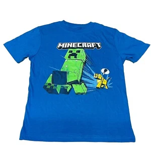 Minecraft Shirt Boys Medium 8 Creeper Zombie Blue Short Sleeve Tee - Picture 1 of 3