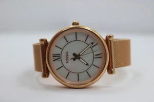 Womens Fossil ES4918 Rose Gold Mesh Bracelet Watch MOP Dial New Batt - Picture 1 of 6