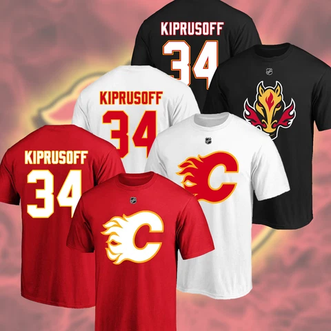 NEW!! Miikka Kiprusoff#34 Calgary Name & Number Retired Player T-Shirt S-5XL Cover
