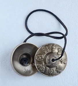 Feine Qualität 2,5" handgeschnitzte tibetische buddhistische Tingsha Becken aus Patan, Nepal - Bild 1 von 6