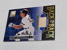 2001 DONRUSS ELITE DON MATTINGLY AUTO BAT BACK 2 BACK JACKS EXCH 50 MADE RARE!