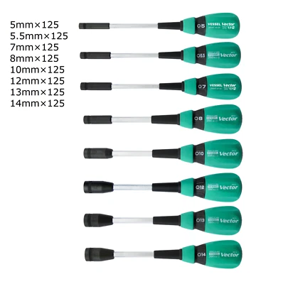 VESSEL Vector Nut Driver Opposite Side 5mm - 14mm x 125mm No.B-290NT - Image 1 of 4