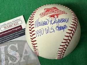 MARIANO DUNCAN firmato con scritta 1990 World Series Baseball Cincinnati Reds JSA - Foto 1 di 1