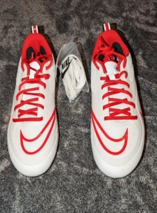 New Nike Ohio State Alpha Huarache 8 Pro Low Men's Sz 9.5 Cleats LAX CW4828-101 - Picture 1 of 9