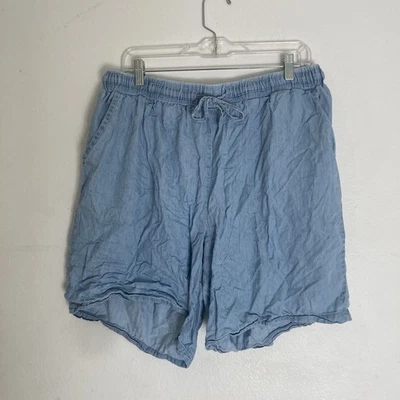 KIM ROGERS Azul Tirador Cordón Ligero Curvy Denim Corto 1X Foto 1 de 4