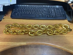 32" Long Plastic Chain Necklace Gold, Costume, Large Links, Hip Hop, Bling - Picture 1 of 1
