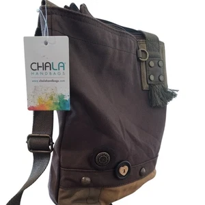 Chala Handbag Canvas Brown Excellent Condition (missing key chain) NWT - Picture 1 of 7