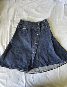 Burberry Vintage Denim Midi Skirt with Poppers At Front. Waist 22 - Picture 1 of 8