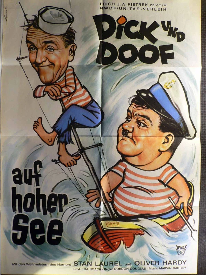 Dick + Doof auf hoher See - Laurel + Hardy - Filmposter A1 84x60cm gefaltet - Bild 1 von 1