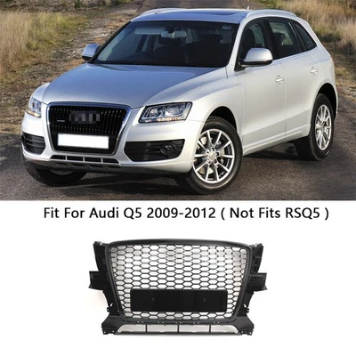 Black Honeycomb For 2008-2012 Audi Q5 RSQ5 Style Bumper Grille Glossy Frame Foto 1 de 4