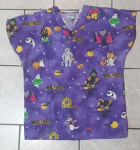 womens medical scrubs Top Size S Halloween Themed - Picture 1 of 1