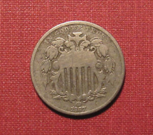 1867 SHIELD NICKEL WITH RAYS - MODERATE DETAIL, NICE STARTER OR TYPE COIN