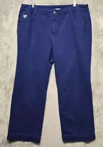 Quacker Factory Pants Womens 18W Blue Embellished Rhinestone Pull On - Picture 1 of 12