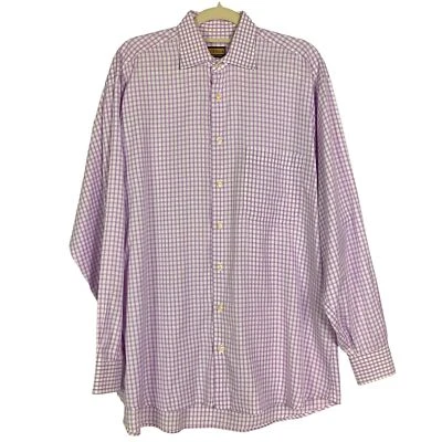 Peter Blair Hombre Camisa Abotonada con Estampado a Cuadros Morado/Blanco, Grande Foto 1 de 4