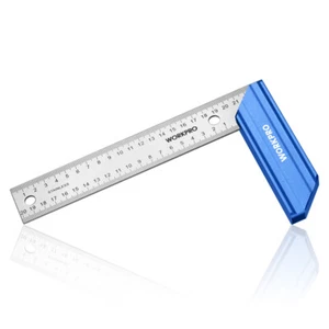 WORKPRO 8 Inch Try Square Aluminum Handle Stainless Steel Ruler Square Precision - Picture 1 of 10