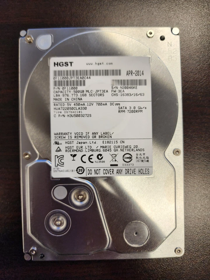 HGST 0F11000 UltraStar 500GB SATA 3Gb/s 3.5" 7.2K RPM 32MB Cache Hard Drive - Image 1 of 1