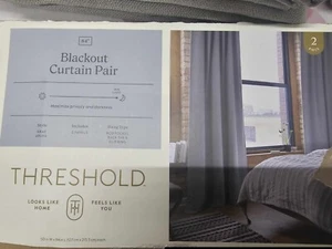🐻 Aruba Blackout Curtain 2 Panels Threshold Gray 50" X 84” 🆕AS SHOWN‼️ - Picture 1 of 6