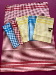 6 torchons vintage mais neufs en pur coton Indanthren gaufré   75 cm x 50 cm T67 - Picture 1 of 4