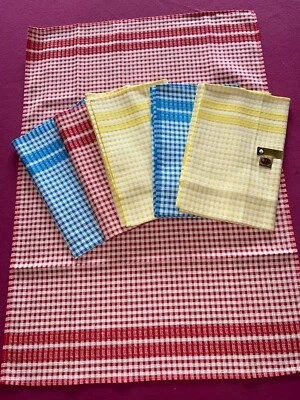 6 torchons vintage mais neufs en pur coton Indanthren gaufré   75 cm x 50 cm T67 - Photo 1/4