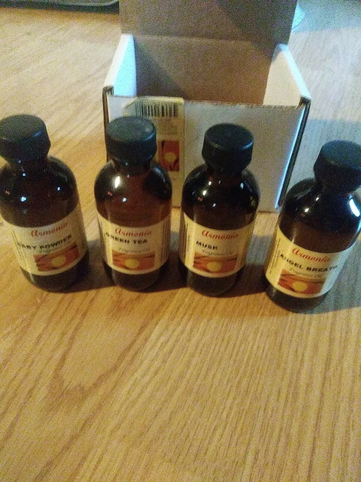 armonia Fragrance Oils 8oz lot of 4 baby powder green tea musk angel breath b13 - Изображение 1 из 1