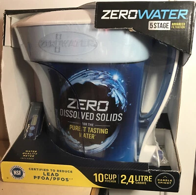 ZeroWater 10 Cup Pitcher Starter Kit Water Filtration 5 Stage Digital TDS Meter - Image 1 of 4