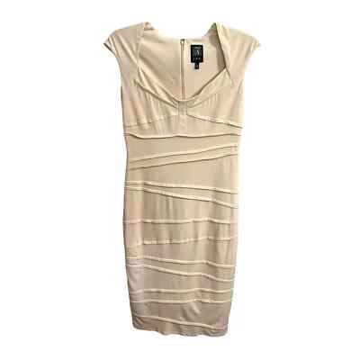 Vestido de cóctel Jax vaina para mujer talla 10 marfil champán crema ceñido al cuerpo manga gorra Foto 1 de 4