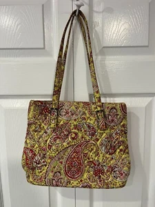 Vera Bradley PISTACHIO PAISLEY SILK SHOULDER TOTE Limited Edition Purse Bag - Picture 1 of 4