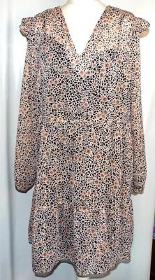 NEW EX-HIGH ST🌺QUALITY BLACK MIX CHIFFON LONGLINE BLOUSE DRESS🌺 SIZE 16 #1379* - Image 1 of 4