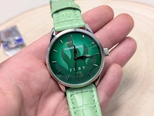 Mens Sharp bros fury green dial wrist watch stainless steel 10atm - Picture 1 of 9