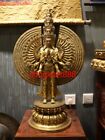 Tibetan red Copper Bronze 24k gold Thousand-Hand Kwan-yin Avalokitesvara Statue