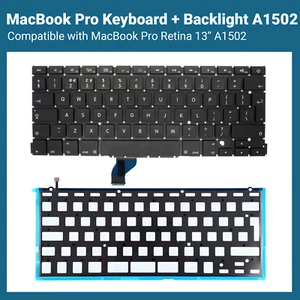 Teclado de repuesto Apple MacBook Pro Retina + luz de fondo UK A1502 2012 - 2015 - Imagen 1 de 1
