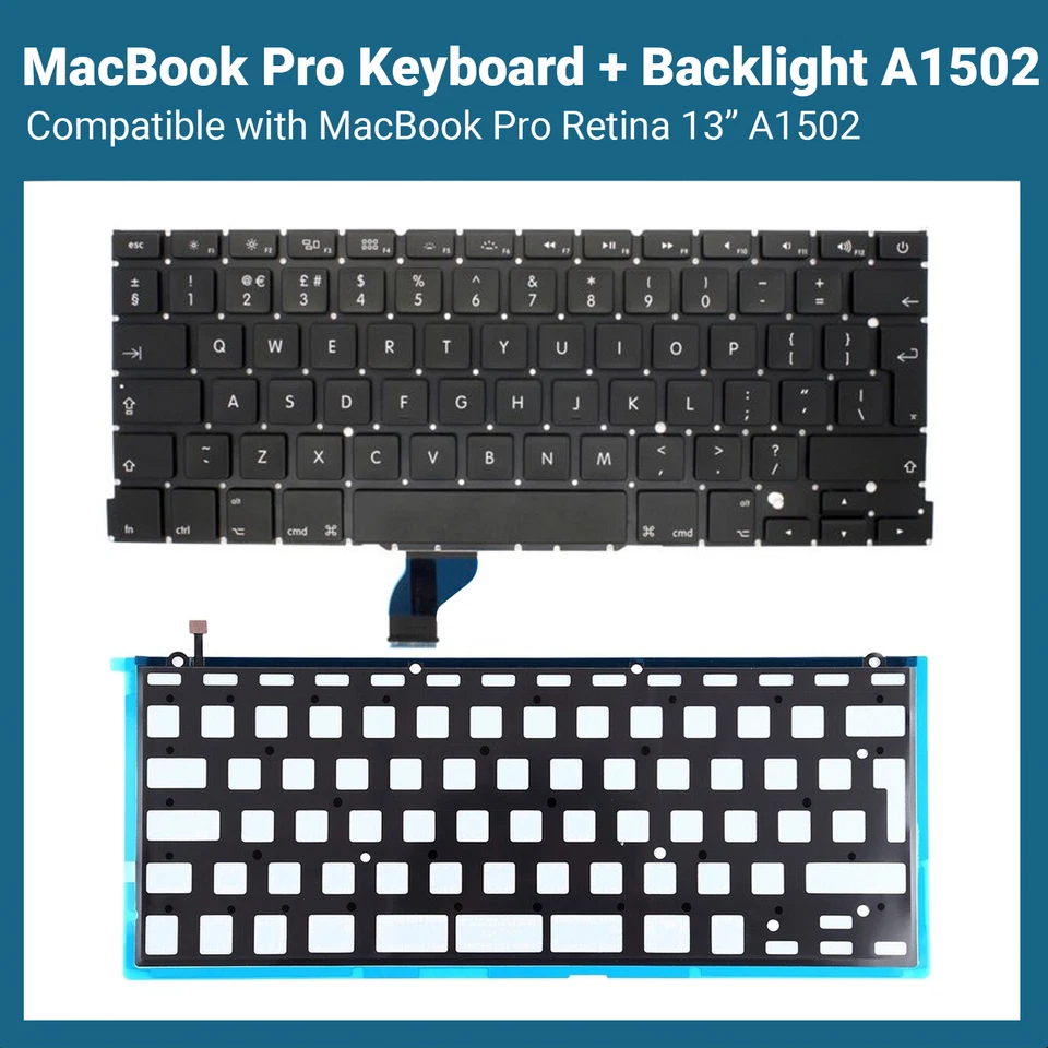 Apple MacBook Pro Retina  Replacement Keyboard + Backlight UK A1502 2012 - 2015 - Image 1 of 1