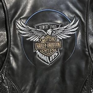 115 Anniversary Harley Davidson Woman’s Small Tall Leather Jacket Mint Condition