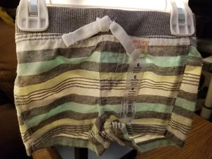 NEW JUMPING BEAN Boys COTTON Elastic Waist Mint Gray Stripe Shorts Size 6 Months - Bild 1 von 3