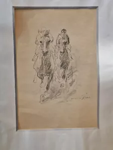 Otto Dill. Rennpferd mit Führer. Orig. Federzeichnung Signiert Maß.50x35 - Bild 1 von 8