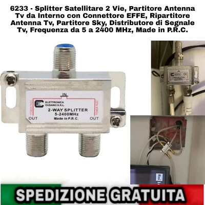 2pz Partitore Antenna TV 2 Uscite,Splitter Satellitare E TV Con Connettore EFFE  - Immagine 1 di 4
