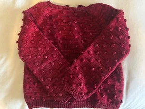 Misha and Puff Merino Wool Popcorn Sweater 6-7y Red Excellent Condition - Picture 1 of 4